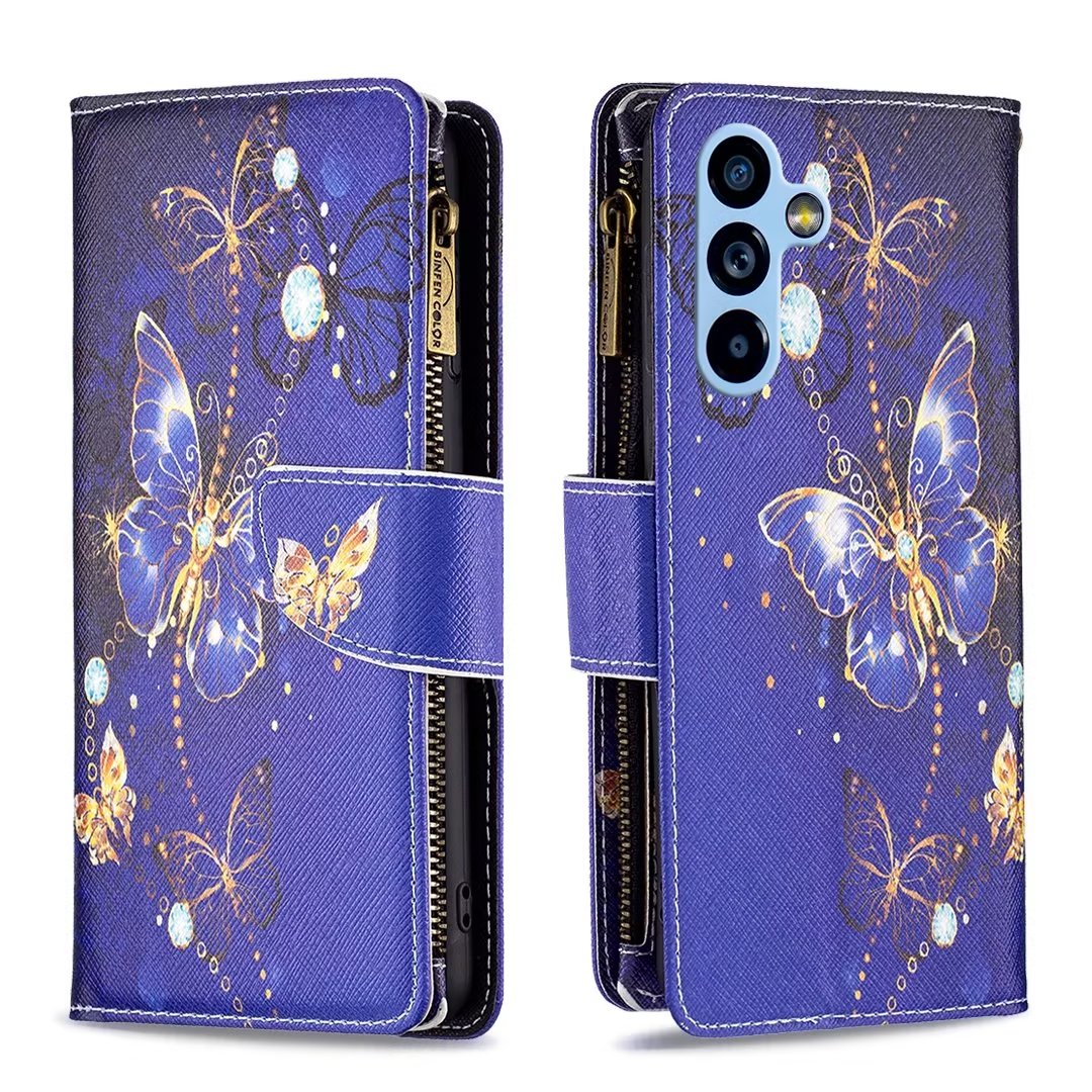 Patterns Cases For Samsung S22 S21 FE A22 A42 A01 A21 A12 A21S S23 Ultra Plus 4G 5G Zipper Wallet Leather Fundas Phone Case