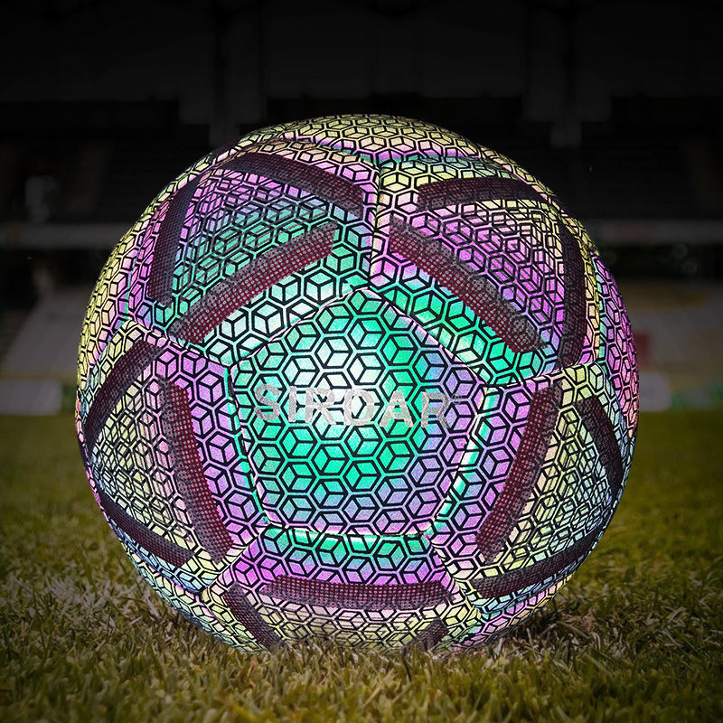 Ballen stijl lichtbalkvoetbal reflecterende nachtglow voetbal maat 4 5 pu slipresistent ballen volwassen kind training futbol 230227