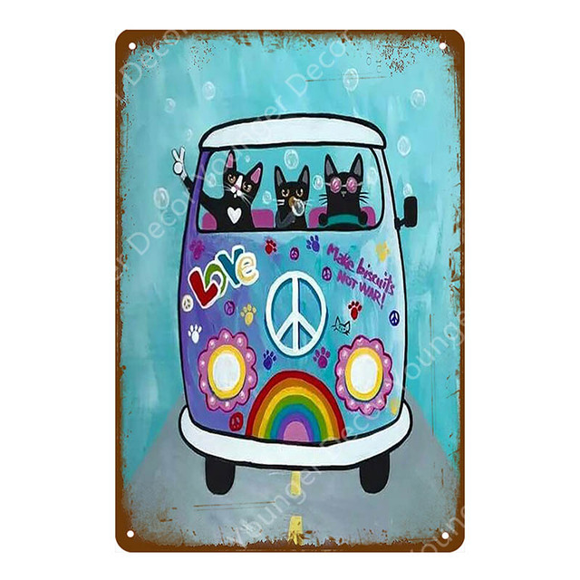 Vintage-Campervan-Kunstgemälde, Heimdekoration, klassisches Auto, Bus, LKW, Metallschilder, Malerei, Poster, Garage, Kneipe, Bar, Wandschild, personalisiertes Blechschild, Größe 30 x 20 cm, W02