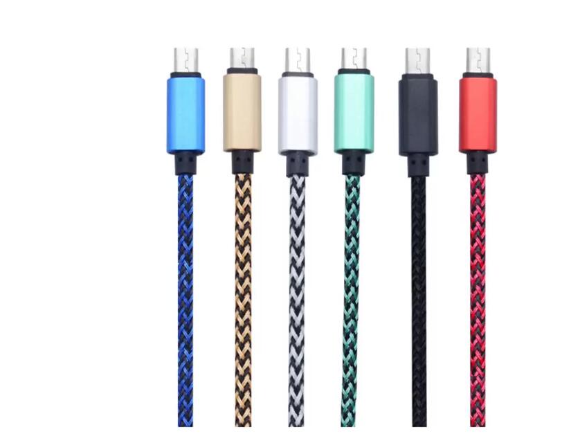 Cavo USB ad alta velocità Caricatore rapido Cavi USB 2A Tipo C Sincronizzazione dati Ricarica Adattatore telefono Spessore Forte cavo micro intrecciato 1 m 2 m 3 m