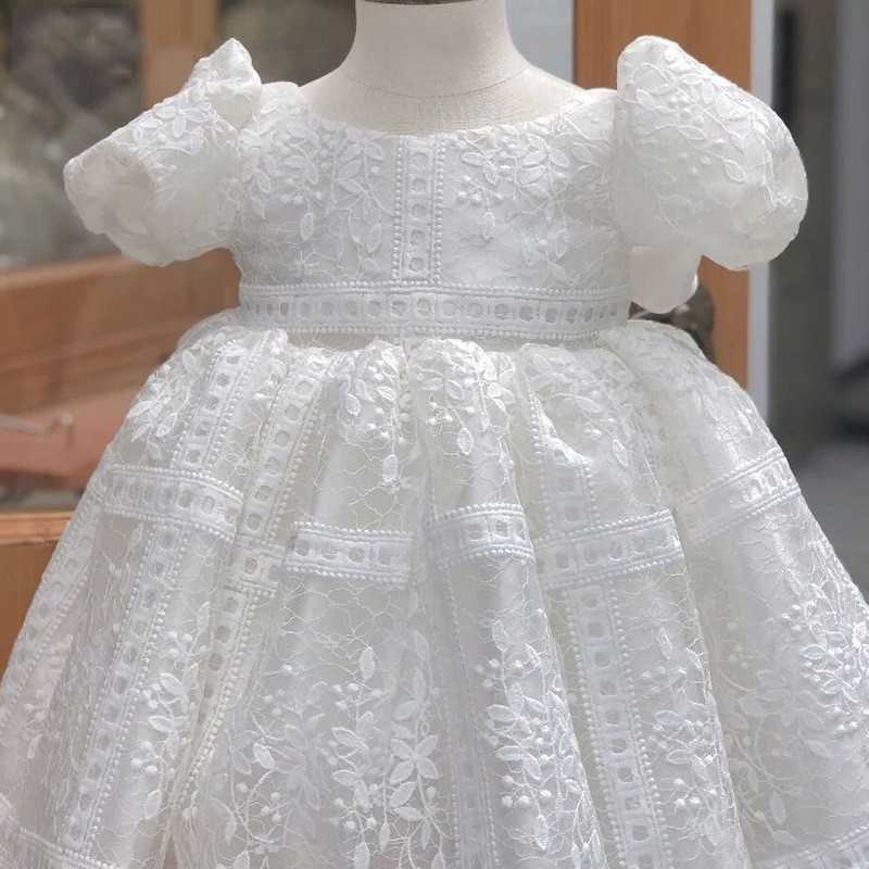 Robes de fille bébé fille robe dentelle creuse princesse enfants mariage anniversaire coton robe de bal bébé baptême robes de soirée pour l'été 1-5 ans W0224