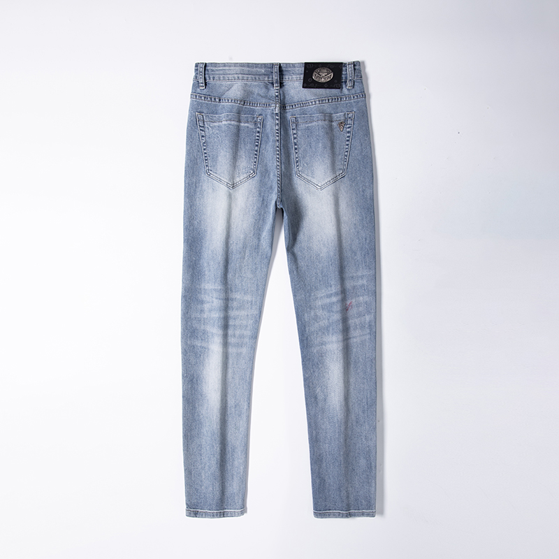 Men's Jeans Spring Summer Thin Slim Fit European American High-end Brand Small Straight Double F Pants Q9536-2