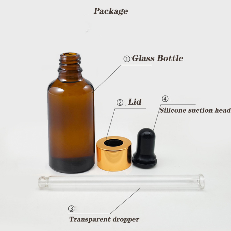 1 oz droppflaska av glas 50 ml 100 ml bärnstensfärgade glastinkturflaskor med ögondroppar för oljor Vätskor Läckagesäkra reseflaskor 15 ml