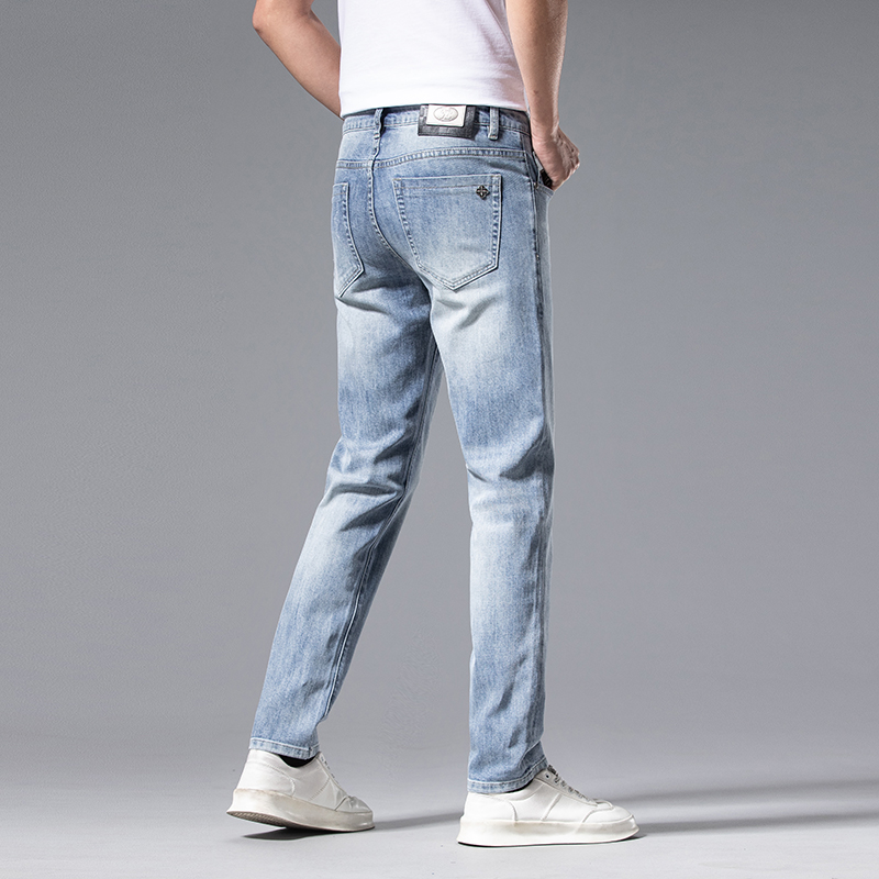 Men's Jeans Spring Summer Thin Slim Fit European American High-end Brand Small Straight Double F Pants Q9537-1