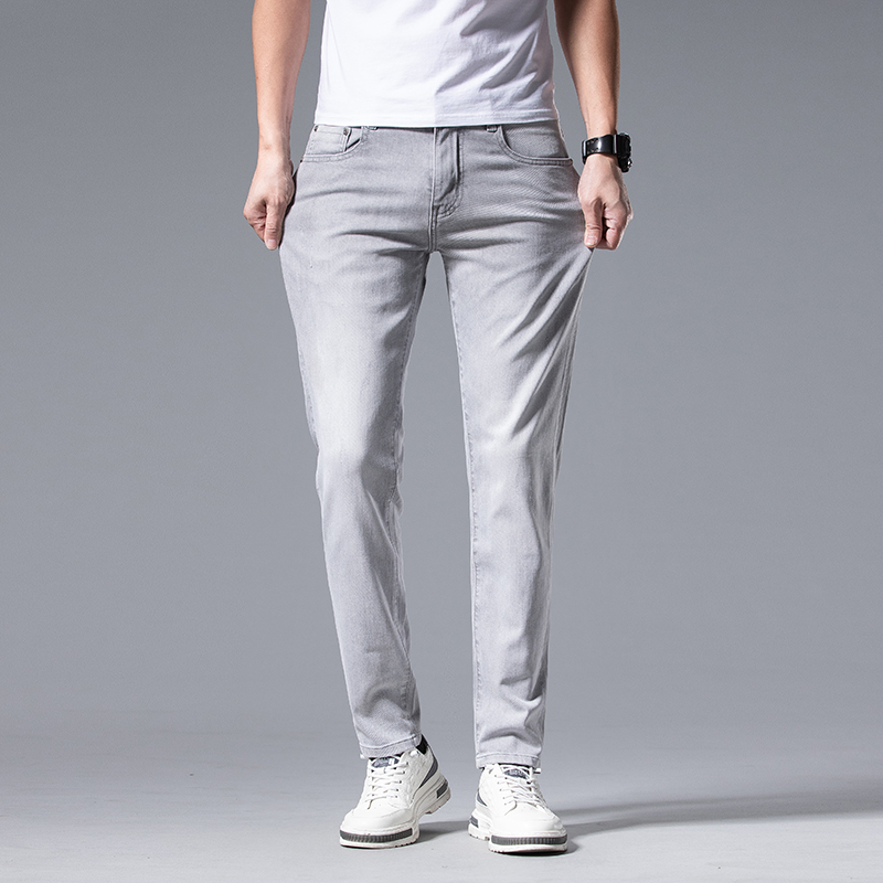 Men's Jeans Spring Summer Thin Slim Fit European American High-end Brand Small Straight Double F Pants Q9542-4