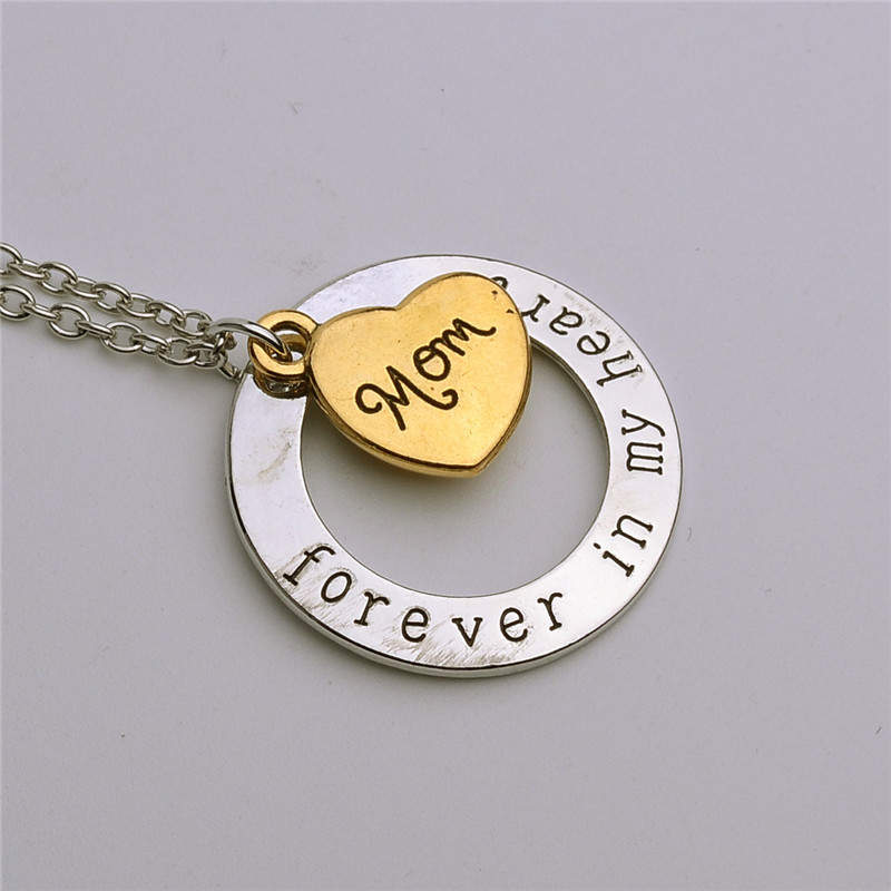 Forever in My Heart Designer ketting vrouw letters heren ketting papa mama zoon zilveren hanger legering man kettingen hangers sieraden moeders vaderdag familie cadeau