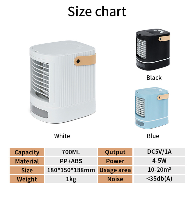 Ventilador de refrigeração portátil de desktop fã de ar condicionado evaporativo para pequenos aparelhos de acampamento de escritório de quarto