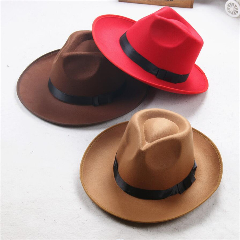 Chapeau Fedora feutre chapeaux femmes hommes Fedoras large bord Jazz casquette Trilby femme homme casquettes