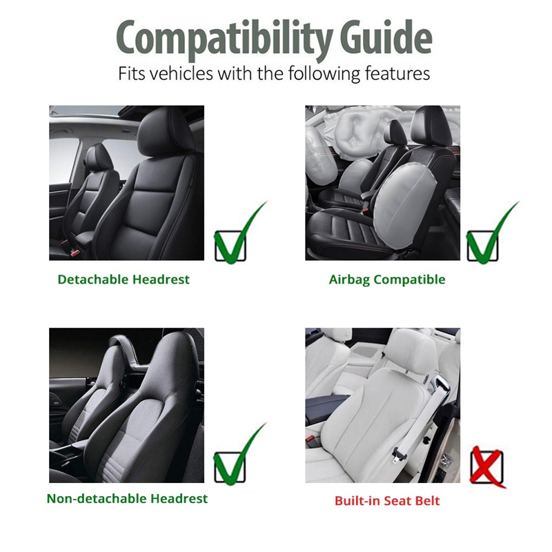 Housse de siège de voiture en cuir élégante, dossier haut, housse de siège baquet avec airbag, sans lavage, compatible avec la plupart des coussins de saison de voiture.