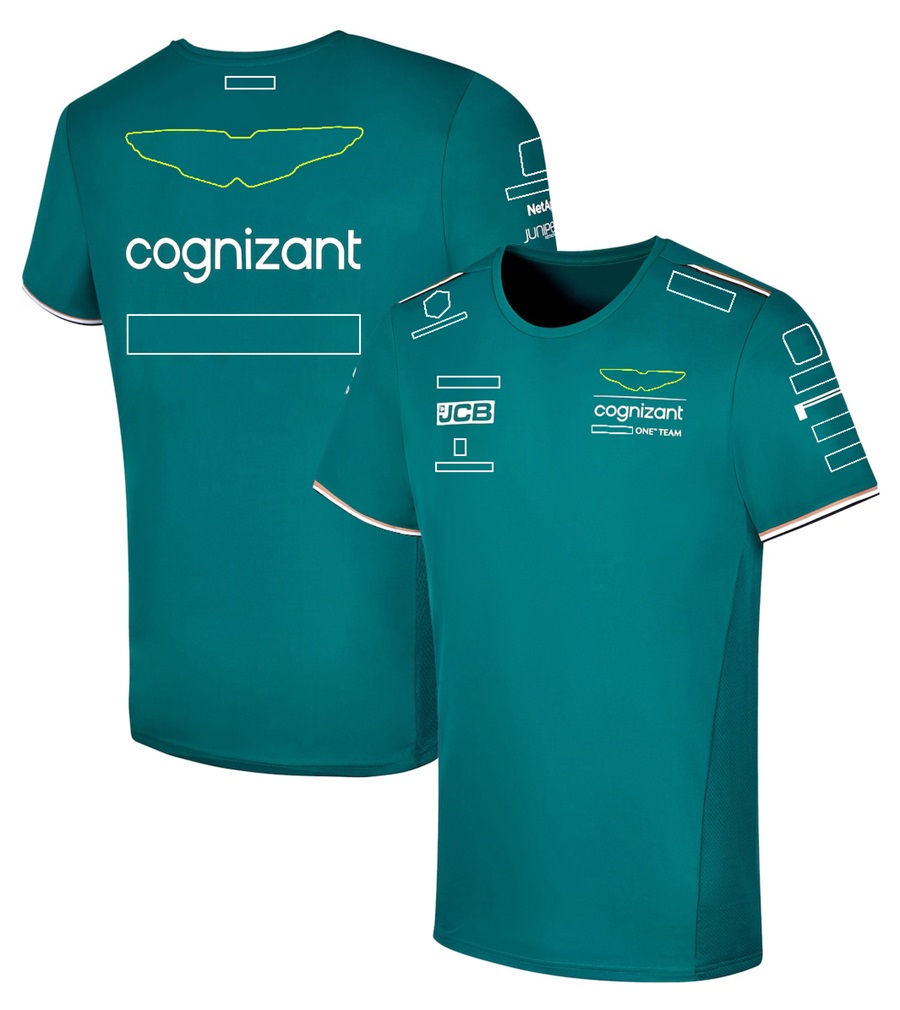 F1 2023 공식 팀 드라이버 티셔츠 포뮬러 1 레이싱 폴로 셔츠 짧은 슬리브 같은 팬 여름 패션 그린 저지 티셔츠 관습