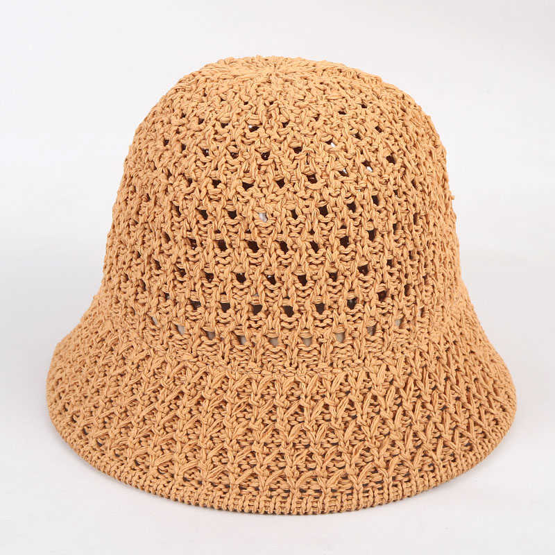 Chapeaux à large bord pliable extérieur chapeau de soleil femmes nouveau 2021 été seau chapeau évider tissé pare-soleil Protection plage casquette dames Sunhats G230227