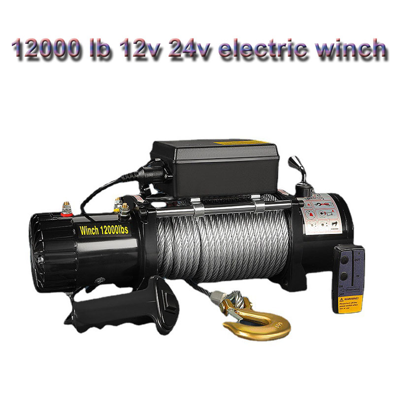 Electric Winch 12000LBS Synthetic Rope 12V/24V Winch With Remote Control For Trucks RVs ATV UTV