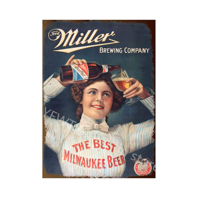 레트로 핀업 맥주 금속 그림 포스터 주석 표지