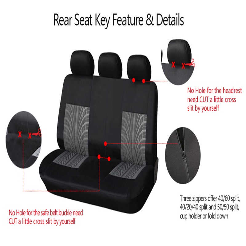 3D Emboss Car Seat Covers Set Universal Automobiles broderibil Kudde med däckspår Detalj Four Seasons Styling Full Set Car Seat Protector Innovativ Design