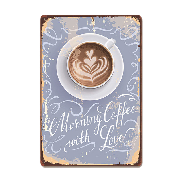 Vintage Fresh Coffee Capé Placa Metal Tin Sign Retro Drink Coffee Poster Wall Stickers para cafe loja Restaurante Decoração de quarto de casa 30x20cm W03