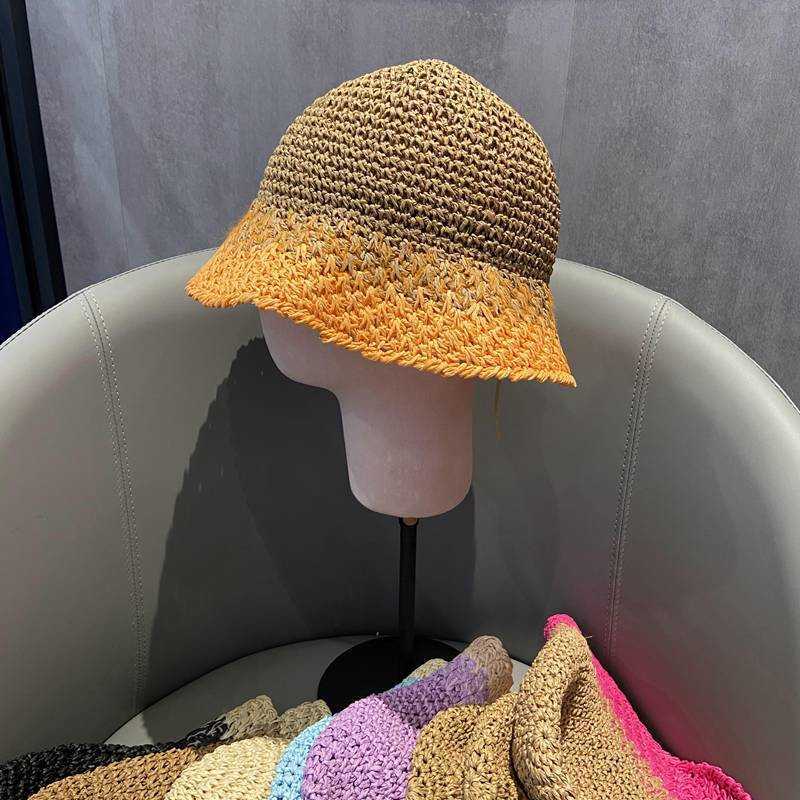 Wide Brim Hats Japan Korea Crochet Beach Straw Hat Women Summer Flowers Pure Hand-woven Hat Sunshade Fisherman Hat Breathable Bucket Hat G230227