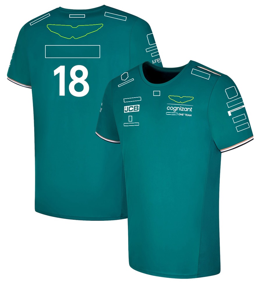 F1 2023 T-shirt officiel de pilote de l'équipe Formule 1 Polo de course à manches courtes Mêmes fans Mode d'été T-shirt en jersey vert personnalisé