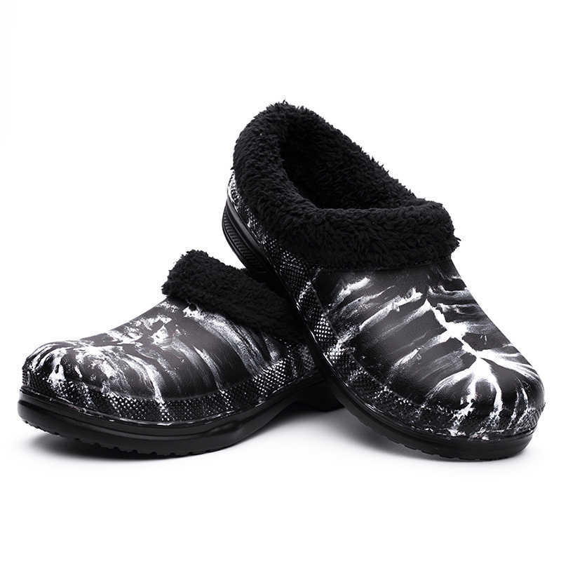 Pantoufles Hommes Hiver Chef Chaussures Imperméable À L'eau Doublure Chaude Chaussures De Cuisine En Plein Air En Peluche Chaussures De Travail Chef Maître Restaurant s Plus Taille 49 Y2302