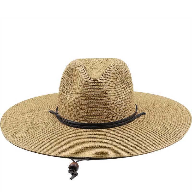 Szerokie brzegi czapki 10,5 cm brzeg duży słomkowy kapelusz dla kobiet mężczyzn Jazz Fedoras Cooling Sun Hats Summer Elegancka elegancka damowa impreza hurtowa g230227