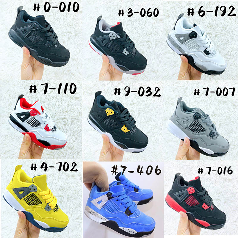Jumpman 4s Kids Basketball Shoes Bred 4 Black Cat Infant Boy Girl Sneaker Toddlers Fashion Baby Trainers Children Footwear Athletic Outdoor 26-35 EUR