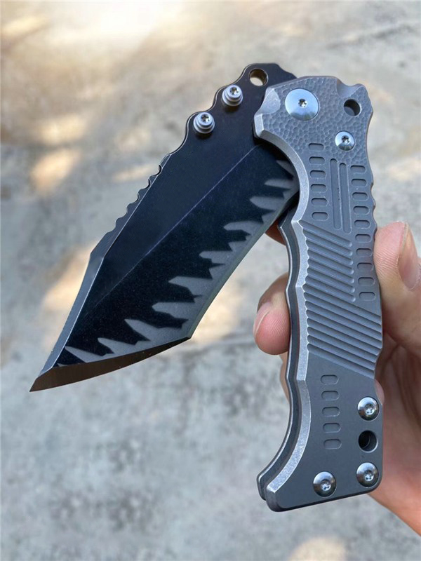 Promotion MBB T-1 Strong Tactical Folding Knife Z-wear Black Titanium Coating Stone Wash Blade CNC TC4 Titanium Alloy Handle Pocket Folder Knives with Retail Box