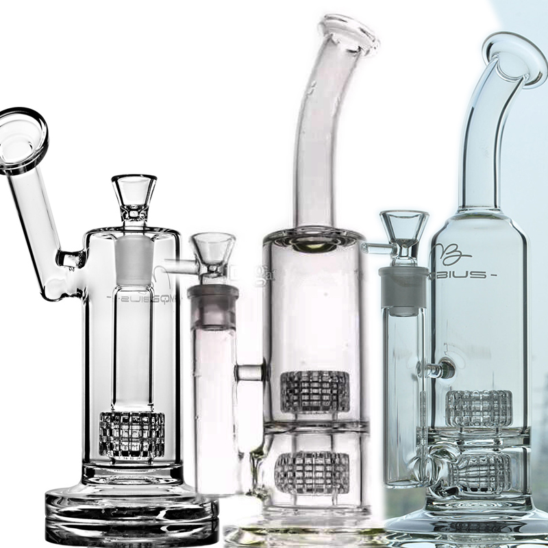 Mobius Big Glass Bong Water Pipes Herb Dry Bowl Dab Rigs Double Stereo Matrix Perc 18mm Water Bongs 11.8 inchs