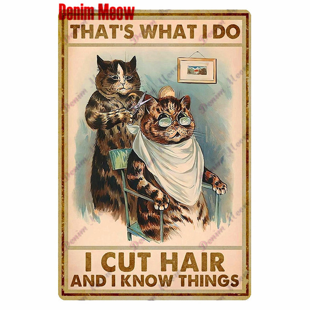 Vintage Hair Stylist Metal Tin Sign Poster Barber Shop Wall Decor Tattoo Artist Metal Poster Hairdresser Salon Hair Cut Girl Room Wall Art Home Decor Size 30X20CM w01