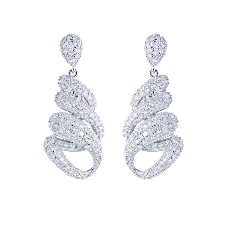 Luxe charme aaa kubieke zirconia gouden slangvorm diamant ontwerper oorbel voor vrouw feest koper vergulde zilveren Zuid -Amerikaanse bruid bruiloft earrings cadeau