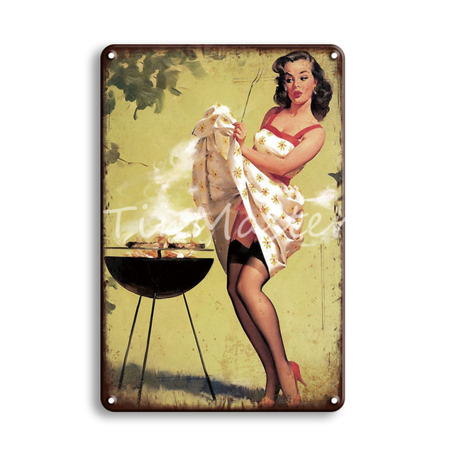 Vintage sexy pin-up meisje tin bord meisje douche poster metaal schilderij tin bord schoonheid metaal kunst poster decor retro badkamer bord man grot muur decor maat 30x20cm w01