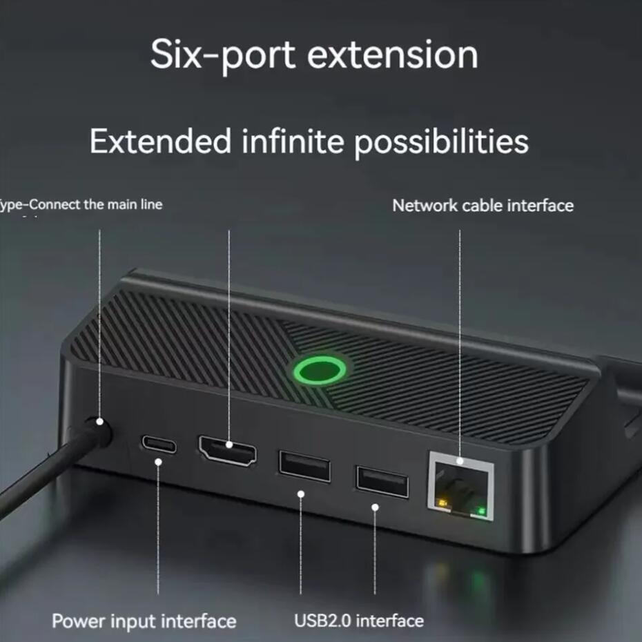 Steamdeck 5 in1 buntar 4K 60Hz 30Hz 1000Mbps Network Interface Charge PD100W RGB -lampor för ångdäckdockningsstation