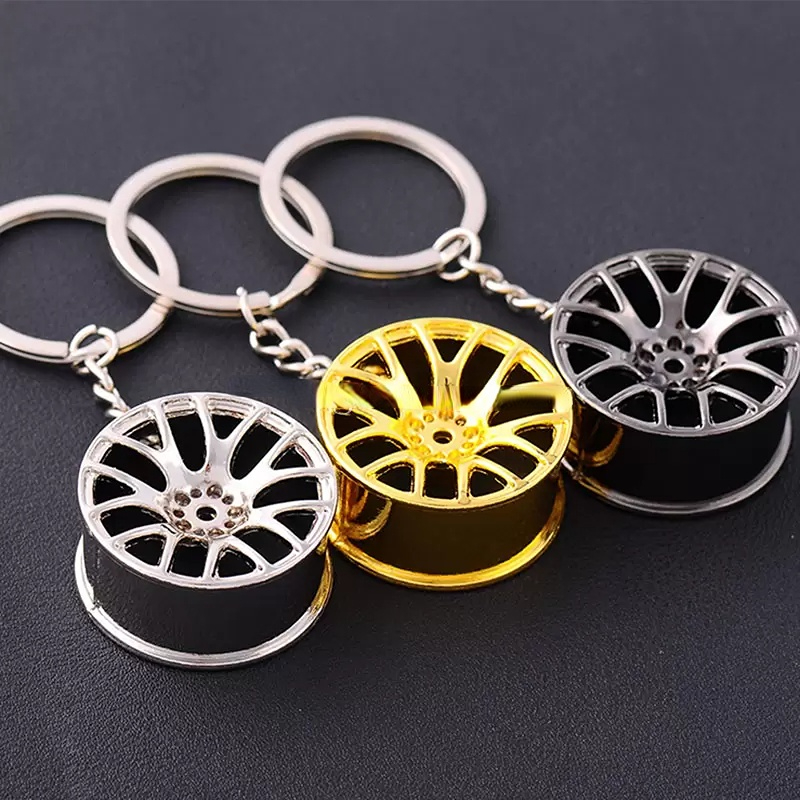 Porte-clés de moyeu de roue en métal assorti avec tout, pendentif de voiture de sport automobile, argent or, bijoux à la mode, suspension de sac