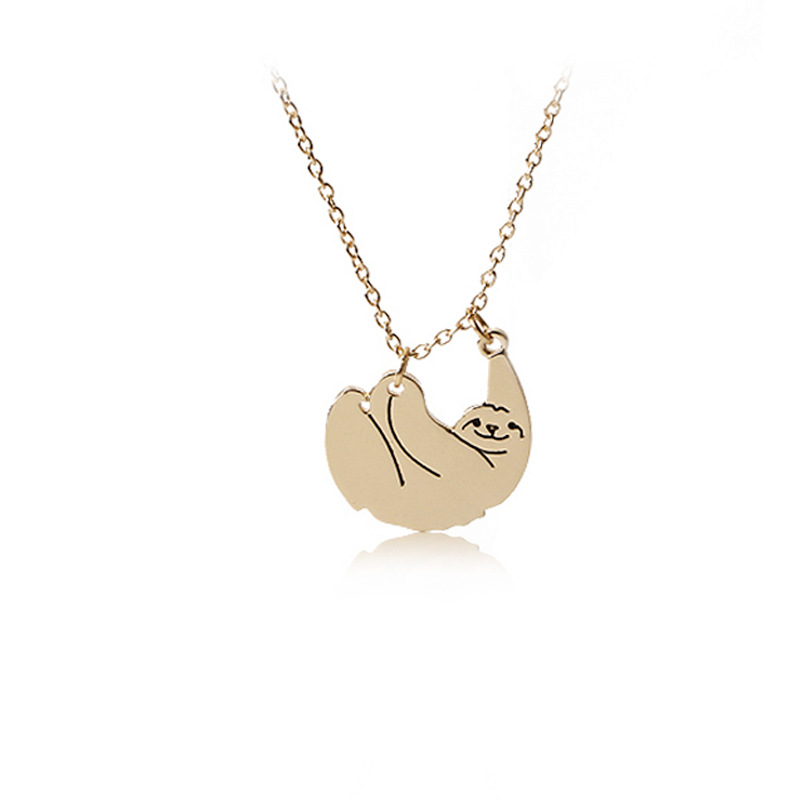 Fashion Cute Sloth Gold Designer Necklace Woman Mens Necklace South American Silver Plated Pendant Alloy Man Necklaces Pendants Chokers Jewelry Friend Gift