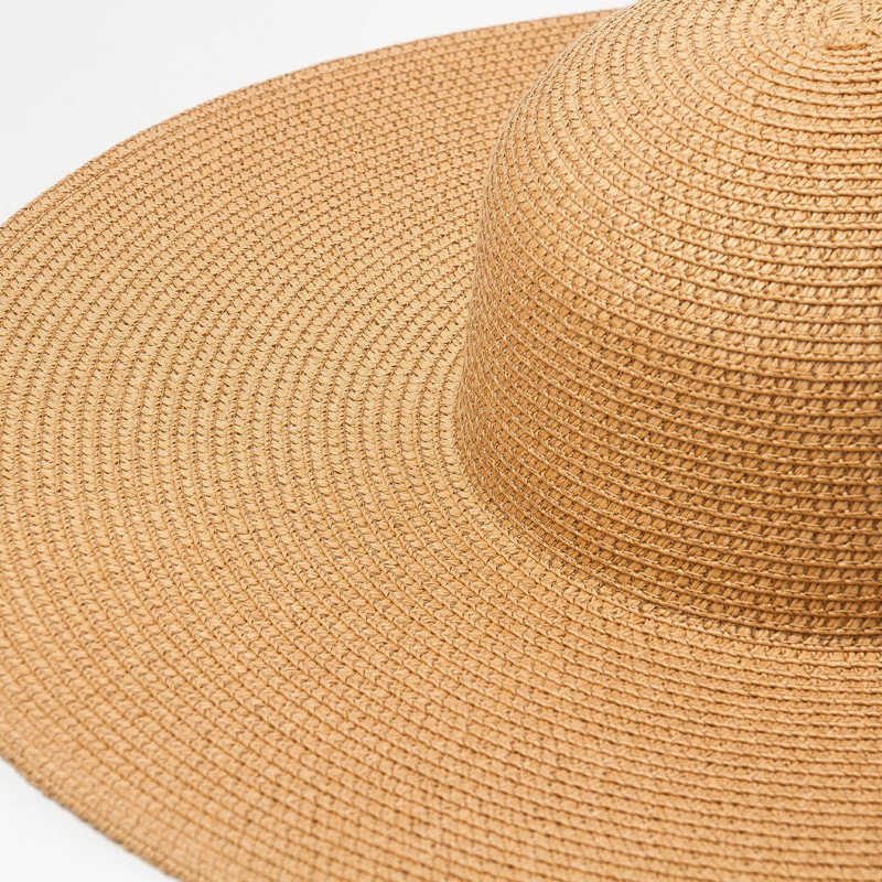 Wide Brim Hats Summer Solid Color Straw Hat Women Big Wide Brim Beach Hat Simple Foldable Travel Sun Hat Sunscreen UV Resistant Panama Sun Cap G230227