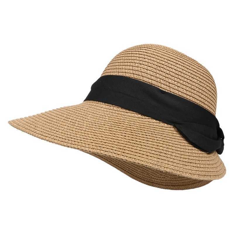 Wide Brim Hats Summer Beach Straw Hats Women Foldable Big Wide Side Casual Female Panama Hat Sunshade Concave Top Cap Travel Sun Cap G230227