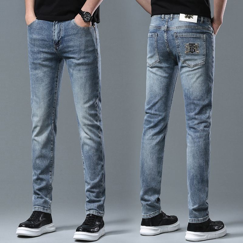 Jeans pour hommes printemps été mince Denim coupe ajustée marque européenne américaine haut de gamme petit pantalon droit XW2070-3