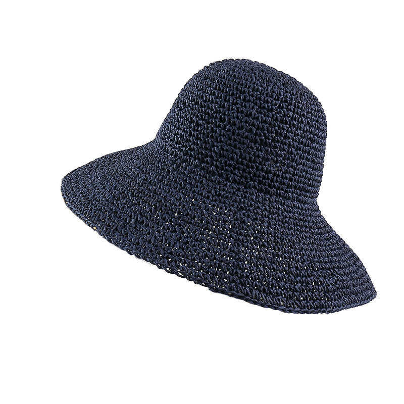 Cappelli a tesa larga 2022 Summer Fashion Women Cappello di paglia Lady Summer Sun Hat Visiera Cap Panama Style Bucket Cap Strawhat Beach Hat Outdoor Girl Cap G230227