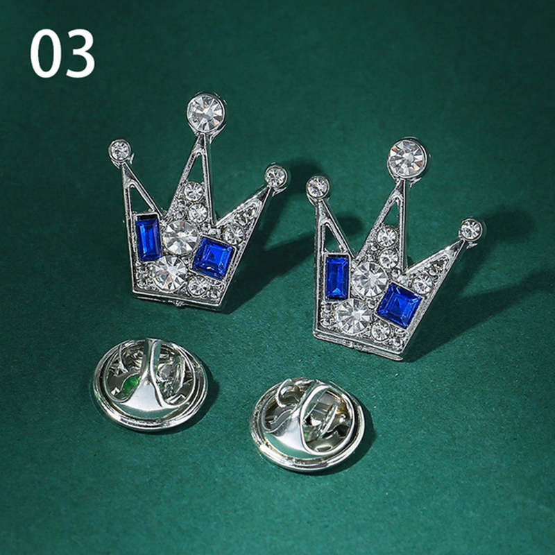 New Metal Crystal Crown Brooch Cute Lapel Pins Suit Shirt Collar Pins Brooches for Women Accessories Fashion Jewelry