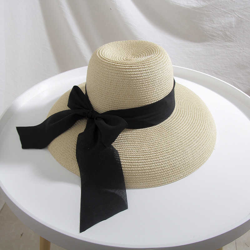 Szerokie czapki brzegowe vintage słomkowe słoneczne kapelusz dla kobiet elegancka ręcznie robiona, składana, zwijana kapelusz fedora plaża szerokie grzbiet wizatowe czapki letnie czapki g230227