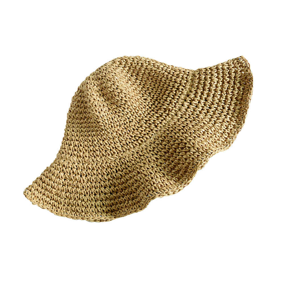 ワイドブリム帽子女性の外出麦わら帽子サンバイザーホリデークールハット折りたたみ麦わら帽子ビーチハット潮hat