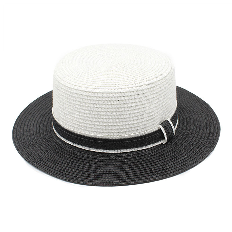 夏の黒とwihteの女性の太陽の帽子バケットキャップベージュレースボウノットフラワーフラットトップストローハットビーチキャップパナマ