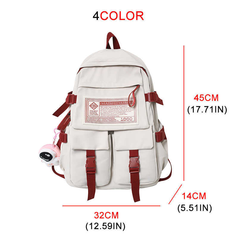 Mode Multipocket Nylon Frauen Rucksack Weiblichen Große Wasserdichte Zurück Tasche Tragbare Schule für Mädchen Student Schul Cool 230223