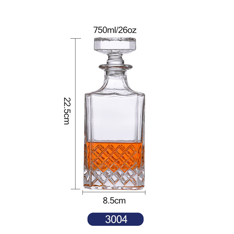 750ml Creative Crystal Square Glasses Bottle Whiskey Vodka Wine Decanter Bottle Whisky Glass Beer Glass Spirits Cup Water Glass