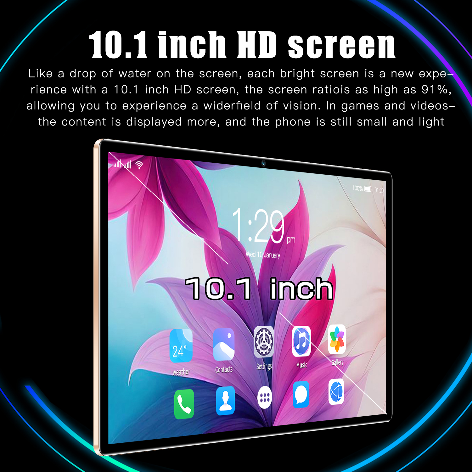 Ultra-Thin Body and High-Definition Screen Tablet PC with Wi-Fi and Bluetooth Support