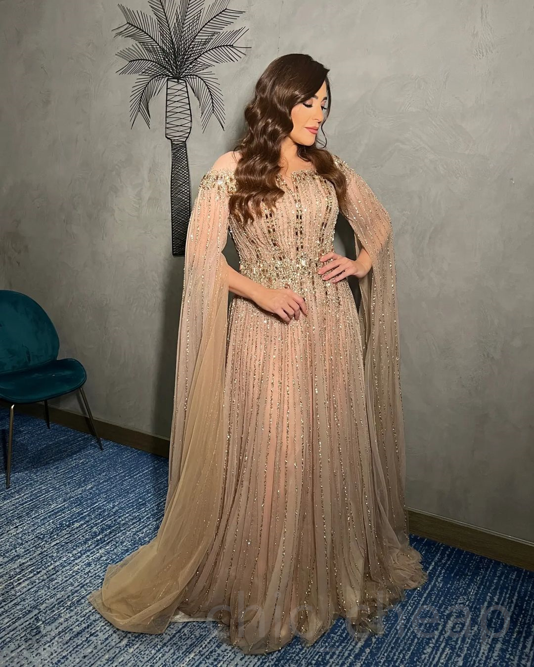 2023 Arabic Aso Ebi Gold A-line Prom Dresses Beaded Crystals Luxurious Evening Formal Party Second Reception Birthday Engagement Gowns Dress ZJ704
