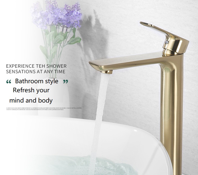 Drawing gold basin faucet basin faucet hot and cold mixed water long brass faucet shower faucet free shiping