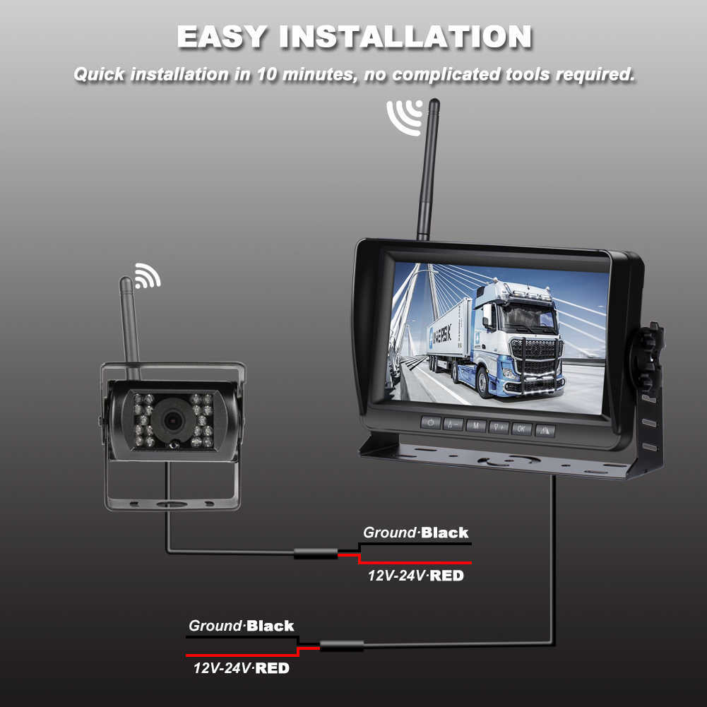 Mise à jour de l'écran de moniteur de voiture sans fil de 7 pouces moniteurs de véhicule inverse écran de caméra de recul pour moniteur de voiture pour auto camion RV voiture DVR