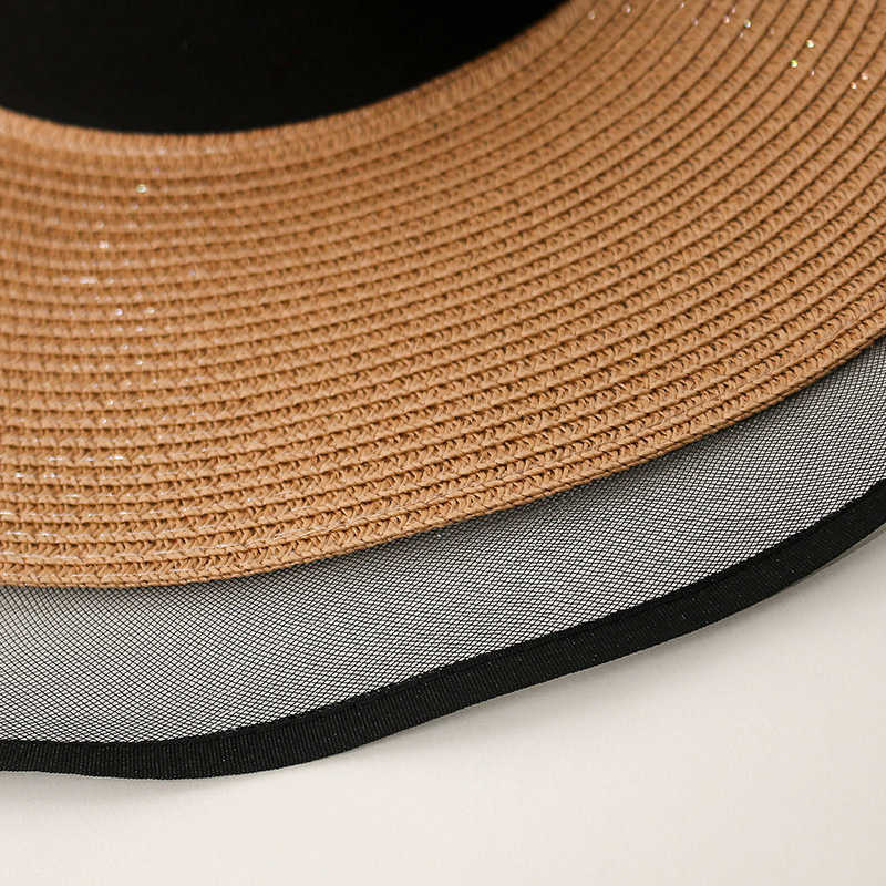 Breda randen hattar fällbara kvinnor överdimensionerad hatt 15 cm stor grim sommarsol strand hattar panama semester stråhatt grossist g230227