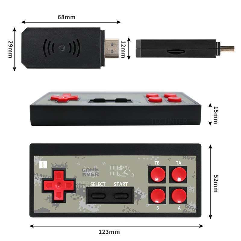 Nyaste Y2S Game Console Set Mini HD Trådlös dubbelperson Spela spel Host Support HD TV -utgång innehåller 1800 plus spel med 2 spelkontroller