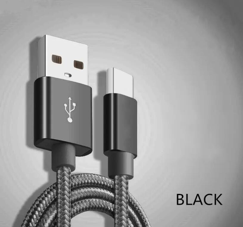 Type C Nylon Braided Micro USB Cables Charging Sync Data Durable Quick Charge Charger Cord 1m 3ft 2m 6ft 3m 10ft for Android V8 Smart Phone