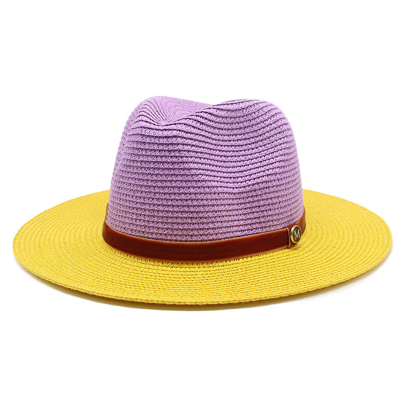 Summer Casual Sun Hats For Men Women Fashion Letter M Jazz Straw Beach Shade Panama Hat Wholesale And Retail